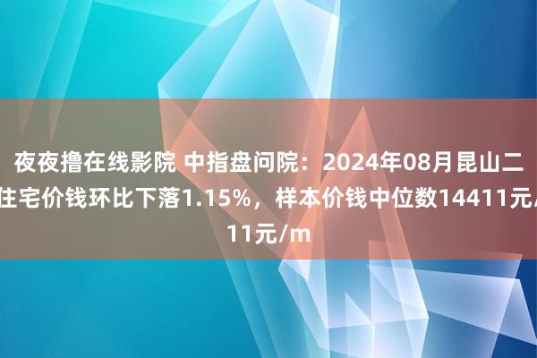 夜夜撸在线影院 中指盘问院：2024年08月昆山二手住宅价钱环比下落1.15%，样本价钱中位数14411元/m