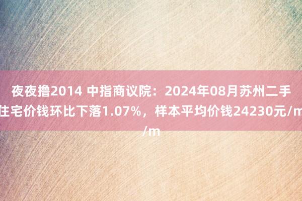 夜夜撸2014 中指商议院：2024年08月苏州二手住宅价钱环比下落1.07%，样本平均价钱24230元/m