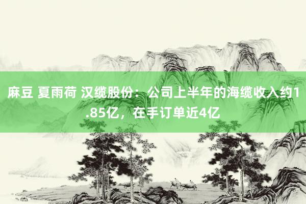 麻豆 夏雨荷 汉缆股份：公司上半年的海缆收入约1.85亿，在手订单近4亿