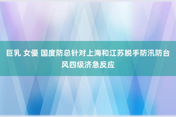 巨乳 女優 国度防总针对上海和江苏脱手防汛防台风四级济急反应