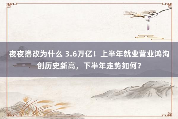 夜夜撸改为什么 3.6万亿！上半年就业营业鸿沟创历史新高，下半年走势如何？