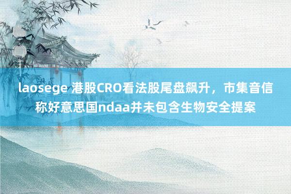 laosege 港股CRO看法股尾盘飙升，市集音信称好意思国ndaa并未包含生物安全提案