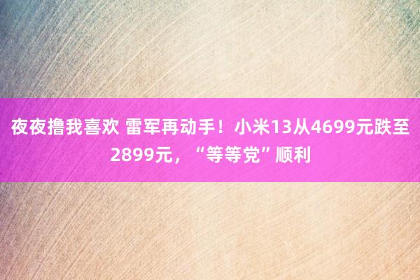 夜夜撸我喜欢 雷军再动手！小米13从4699元跌至2899元，“等等党”顺利