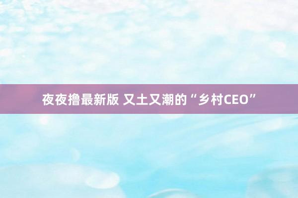 夜夜撸最新版 又土又潮的“乡村CEO”