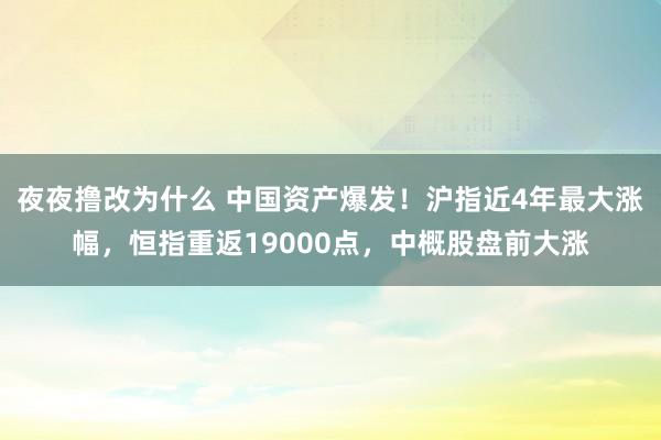 夜夜撸改为什么 中国资产爆发！沪指近4年最大涨幅，恒指重返19000点，中概股盘前大涨