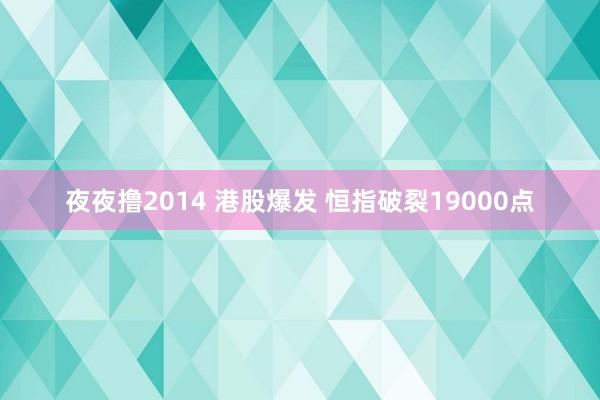 夜夜撸2014 港股爆发 恒指破裂19000点