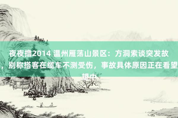 夜夜撸2014 温州雁荡山景区：方洞索谈突发故障，别称搭客在缆车不测受伤，事故具体原因正在看望中