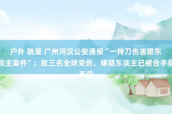 户外 跳蛋 广州河汉公安通报“一持刀伤害路东谈主案件”：致三名全球受伤，嫌疑东谈主已被合手获