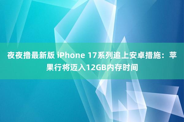 夜夜撸最新版 iPhone 17系列追上安卓措施：苹果行将迈入12GB内存时间