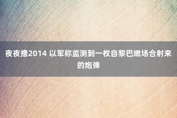 夜夜撸2014 以军称监测到一枚自黎巴嫩场合射来的炮弹