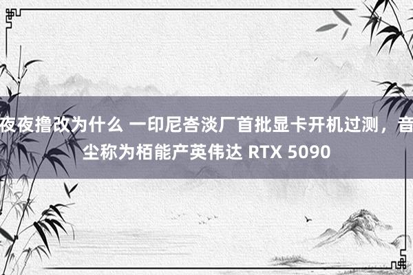 夜夜撸改为什么 一印尼峇淡厂首批显卡开机过测，音尘称为栢能产英伟达 RTX 5090