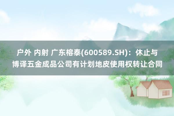 户外 内射 广东榕泰(600589.SH)：休止与博译五金成品公司有计划地皮使用权转让合同