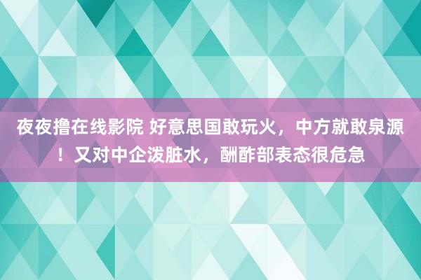 夜夜撸在线影院 好意思国敢玩火，中方就敢泉源！又对中企泼脏水，酬酢部表态很危急