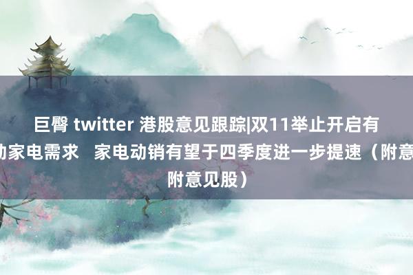 巨臀 twitter 港股意见跟踪|双11举止开启有望拉动家电需求   家电动销有望于四季度进一步提速（附意见股）