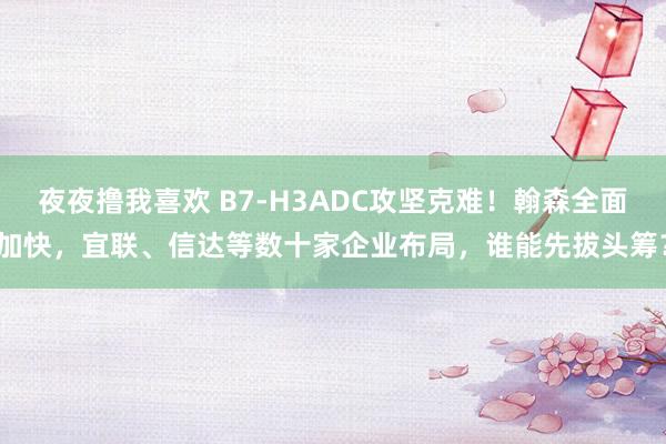 夜夜撸我喜欢 B7-H3ADC攻坚克难！翰森全面加快，宜联、信达等数十家企业布局，谁能先拔头筹？