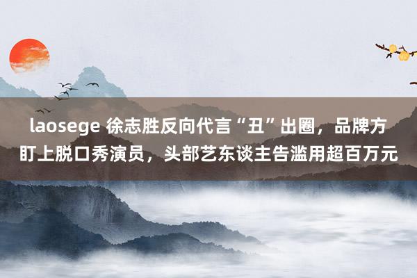 laosege 徐志胜反向代言“丑”出圈，品牌方盯上脱口秀演员，头部艺东谈主告滥用超百万元