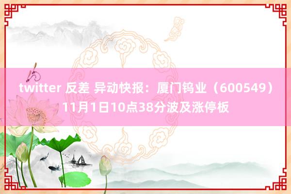 twitter 反差 异动快报：厦门钨业（600549）11月1日10点38分波及涨停板