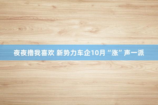 夜夜撸我喜欢 新势力车企10月“涨”声一派