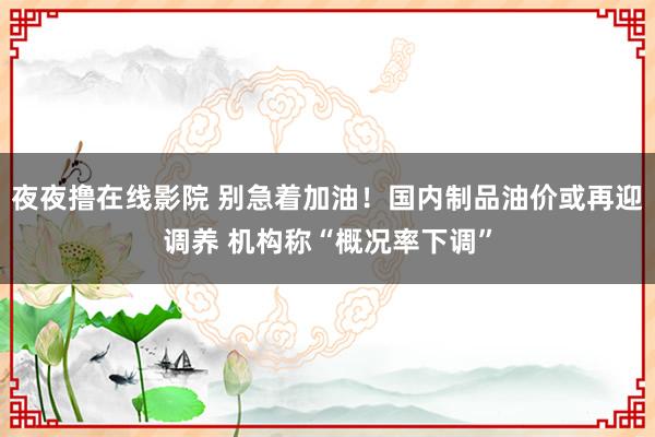 夜夜撸在线影院 别急着加油！国内制品油价或再迎调养 机构称“概况率下调”