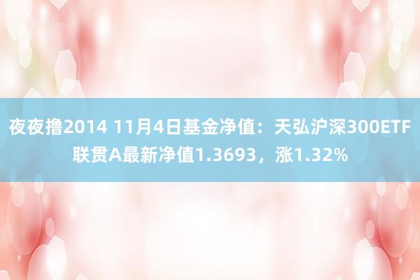 夜夜撸2014 11月4日基金净值：天弘沪深300ETF联贯A最新净值1.3693，涨1.32%