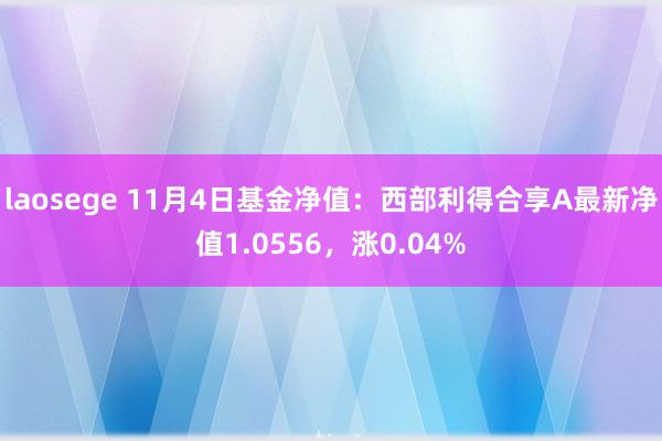 laosege 11月4日基金净值：西部利得合享A最新净值1.0556，涨0.04%