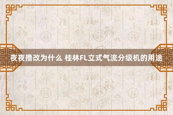 夜夜撸改为什么 桂林FL立式气流分级机的用途