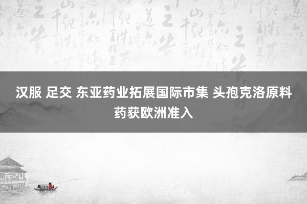 汉服 足交 东亚药业拓展国际市集 头孢克洛原料药获欧洲准入