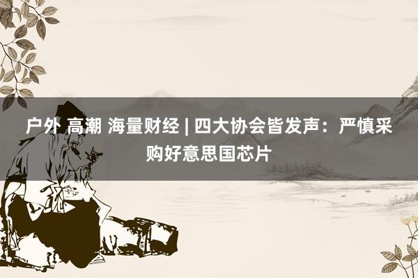 户外 高潮 海量财经 | 四大协会皆发声：严慎采购好意思国芯片