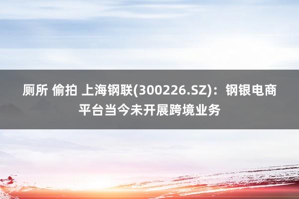 厕所 偷拍 上海钢联(300226.SZ)：钢银电商平台当今未开展跨境业务