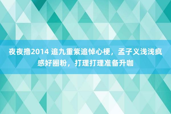 夜夜撸2014 追九重紫追悼心梗，孟子义浅浅疯感好圈粉，打理打理准备升咖