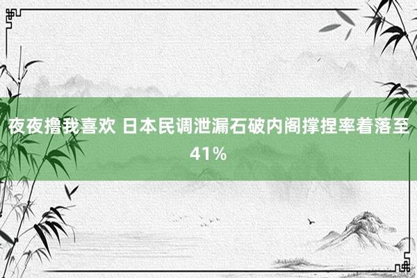 夜夜撸我喜欢 日本民调泄漏石破内阁撑捏率着落至41%