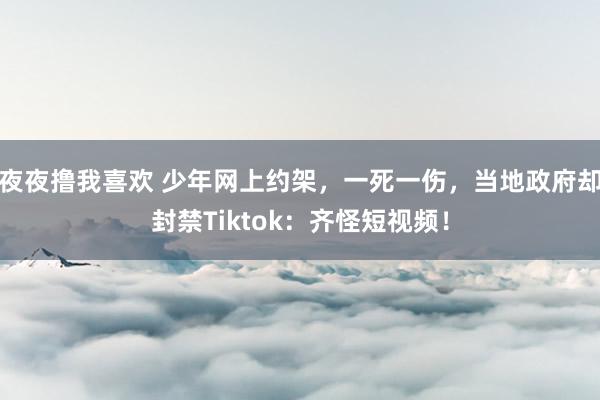 夜夜撸我喜欢 少年网上约架，一死一伤，当地政府却封禁Tiktok：齐怪短视频！