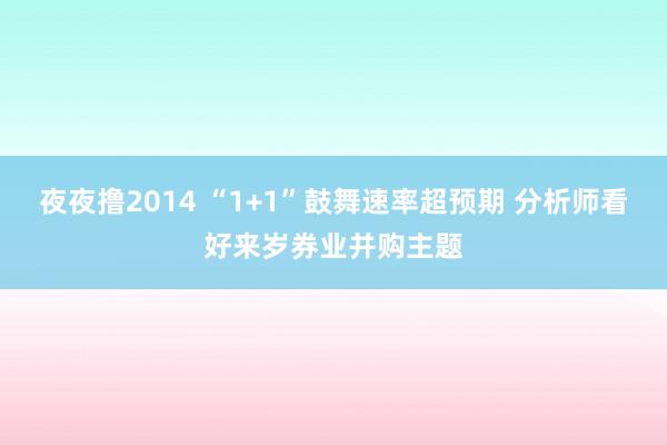 夜夜撸2014 “1+1”鼓舞速率超预期 分析师看好来岁券业并购主题