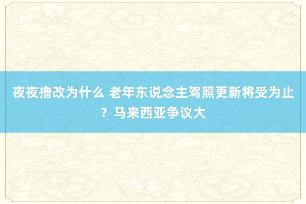 夜夜撸改为什么 老年东说念主驾照更新将受为止？马来西亚争议大