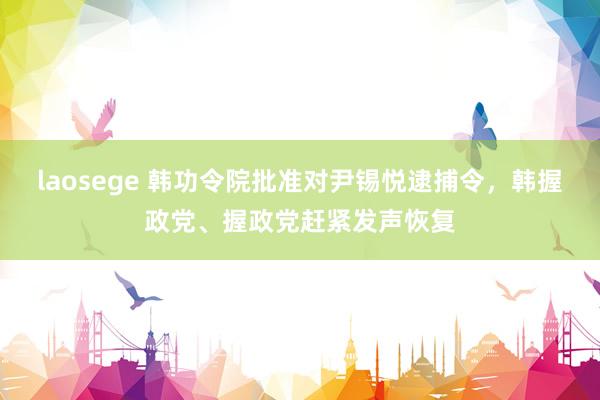 laosege 韩功令院批准对尹锡悦逮捕令，韩握政党、握政党赶紧发声恢复