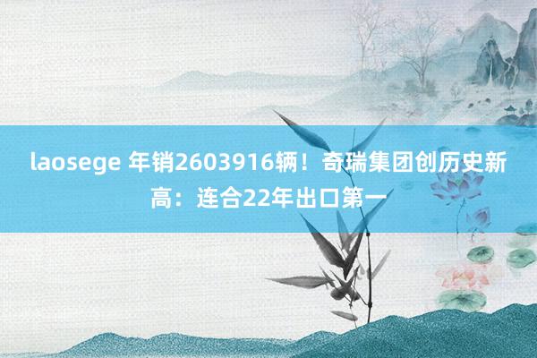 laosege 年销2603916辆！奇瑞集团创历史新高：连合22年出口第一