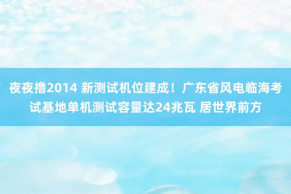 夜夜撸2014 新测试机位建成！广东省风电临海考试基地单机测试容量达24兆瓦 居世界前方