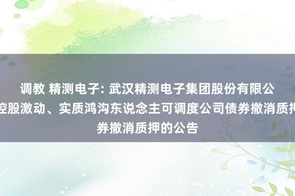 调教 精测电子: 武汉精测电子集团股份有限公司对于控股激动、实质鸿沟东说念主可调度公司债券撤消质押的公告