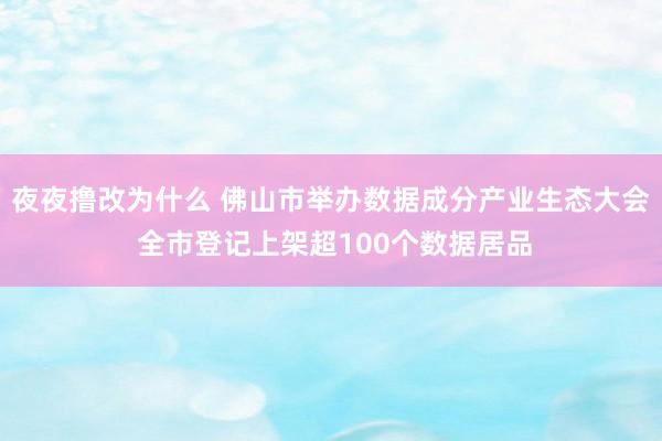 夜夜撸改为什么 佛山市举办数据成分产业生态大会 全市登记上架超100个数据居品