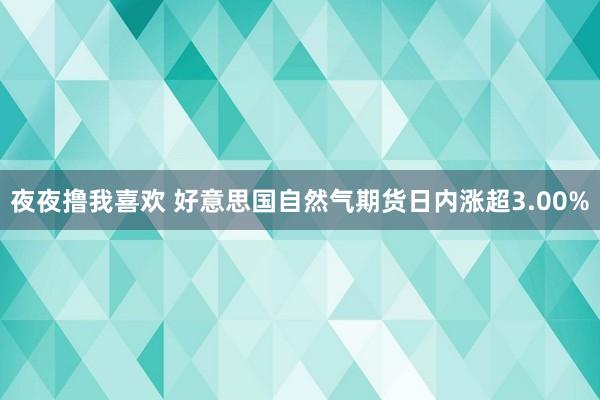 夜夜撸我喜欢 好意思国自然气期货日内涨超3.00%