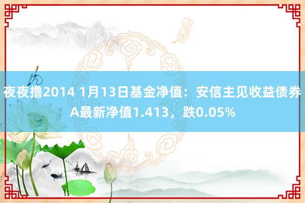 夜夜撸2014 1月13日基金净值：安信主见收益债券A最新净值1.413，跌0.05%